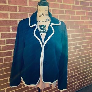 ⚜️ Navy Blue Knit blazer with White Trim 🧥